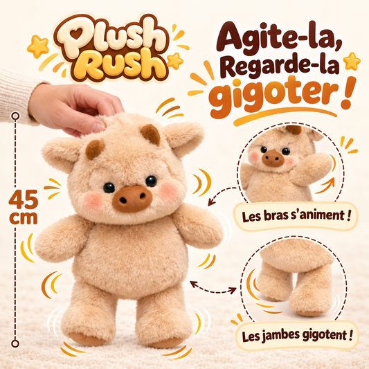 La Peluche vache qui court et s'agite | Plushrush®