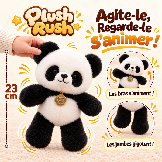 La peluche panda qui court quand on l’agite | Plushrush®